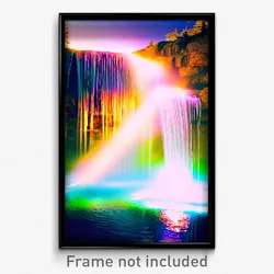 Pixel Art Poster - Electric Waterfall (8 Bit Psychedelic Video Game Print)