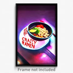 Pixel Art Poster - Crazy Ramen (8 Bit Psychedelic Trippy Weird Video Game Print)
