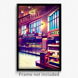 Pixel Art Poster - Secret Bakery (8 Bit Psychedelic Trippy Video Game Print)