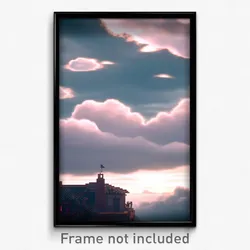 Pixel Art Poster - Cloudy Oubliette (8 Bit Psychedelic Trippy Video Game Print)