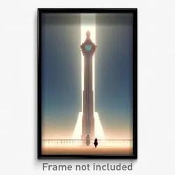 Pixel Art Poster - Faraway Landmark (8 Bit Psychedelic Trippy Video Game Print)