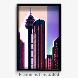 Pixel Art Poster - Modern Tower (8 Bit Psychedelic Trippy Video Game Print)