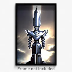 Pixel Art Poster - Silver Principality (8 Bit Psychedelic Video Game Print)