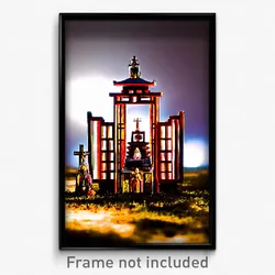 Pixel Art Poster - Miniature Shrine (8 Bit Psychedelic Trippy Video Game Print)