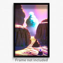 Pixel Art Poster - Bubbly Butte (8 Bit Psychedelic Trippy Video Game Print)
