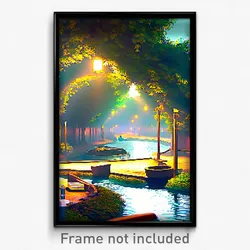Pixel Art Poster - Quirky Waterway (8 Bit Psychedelic Trippy Video Game Print)