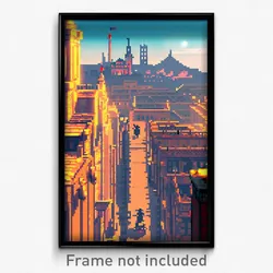 Pixel Art Poster - Urban Citadel (8 Bit Psychedelic Trippy Video Game Print)