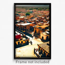 Pixel Art Poster - Dry Mexican City (8 Bit Psychedelic Trippy Video Game Print)