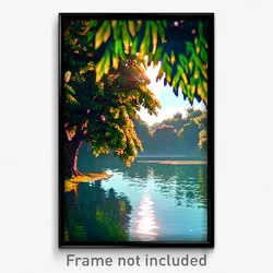 Pixel Art Poster - Leafy Lake (8 Bit Psychedelic Trippy Weird Video Game Print)