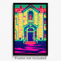 Pixel Art Poster - Sweet Manor (8 Bit Psychedelic Trippy Weird Video Game Print)