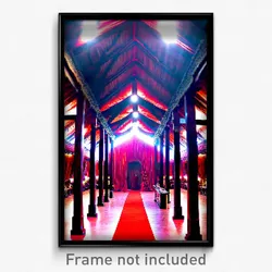 Pixel Art Poster - Velvety Longhouse (8 Bit Psychedelic Trippy Video Game Print)