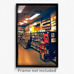 Pixel Art Poster - Dreary Record Store (8 Bit Psychedelic Video Game Print)
