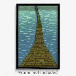 Pixel Art Poster - Slimy Causeway (8 Bit Psychedelic Trippy Video Game Print)