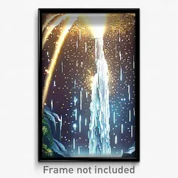 Pixel Art Poster - Sparkling Waterfall (8 Bit Psychedelic Video Game Print)