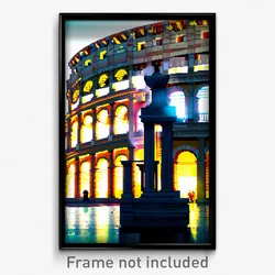 Pixel Art Poster - Glass Colosseum (8 Bit Psychedelic Trippy Video Game Print)