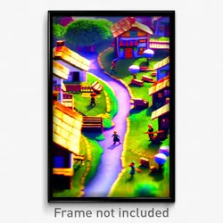 Pixel Art Poster - Agile Village (8 Bit Psychedelic Trippy Video Game Print)