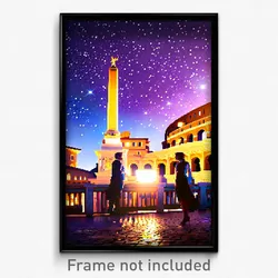 Pixel Art Poster - Starry Rome (8 Bit Psychedelic Trippy Weird Video Game Print)