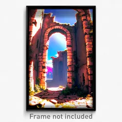 Pixel Art Poster - Curvy Ruin (8 Bit Psychedelic Trippy Weird Video Game Print)