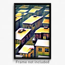 Pixel Art Poster - Acidic Rooftops (8 Bit Psychedelic Trippy Video Game Print)