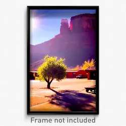 Pixel Art Poster - Sunny Mesa (8 Bit Psychedelic Trippy Weird Video Game Print)