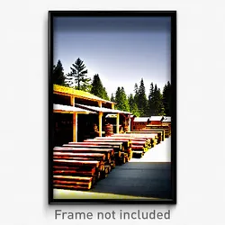 Pixel Art Poster - Antique Lumber Yard (8 Bit Psychedelic Video Game Print)