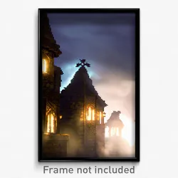 Pixel Art Poster - Haunted Ramparts (8 Bit Psychedelic Trippy Video Game Print)