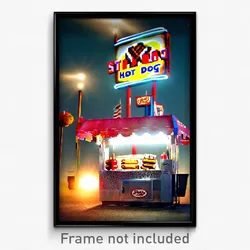 Pixel Art Poster - Stark Hot Dog Stand (8 Bit Psychedelic Video Game Print)