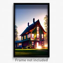 Pixel Art Poster - Shiny House (8 Bit Psychedelic Trippy Weird Video Game Print)