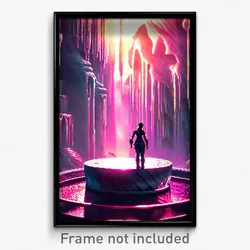 Pixel Art Poster - Glossy Cavern (8 Bit Psychedelic Trippy Video Game Print)
