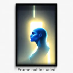 Pixel Art Poster - Blue Head (8 Bit Psychedelic Trippy Weird Video Game Print)