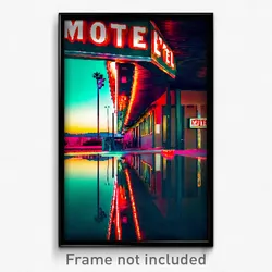 Pixel Art Poster - Magnificent Motel (8 Bit Psychedelic Trippy Video Game Print)