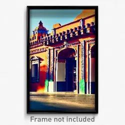 Pixel Art Poster - Elderly Mexican Architecture (8 Bit Video Game Print)