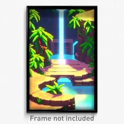 Pixel Art Poster - Novel Isle (8 Bit Psychedelic Trippy Weird Video Game Print)