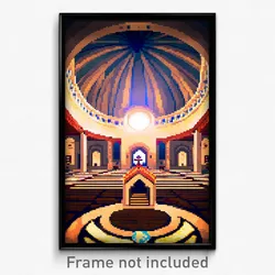 Pixel Art Poster - Circular Monastery (8 Bit Psychedelic Video Game Print)