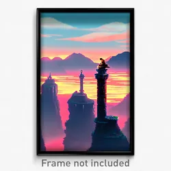 Pixel Art Poster - Imaginative Outland (8 Bit Psychedelic Video Game Print)
