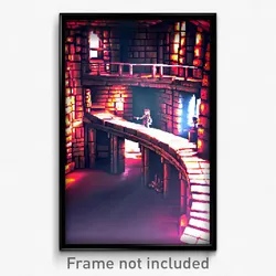 Pixel Art Poster - Large Dungeon (8 Bit Psychedelic Trippy Video Game Print)