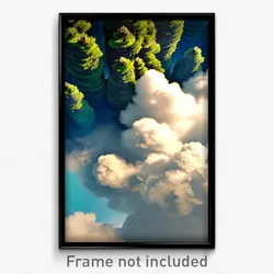 Pixel Art Poster - Giant Cloud Forest (8 Bit Psychedelic Video Game Print)