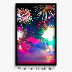 Pixel Art Poster - Vibrant Fireworks (8 Bit Psychedelic Trippy Video Game Print)