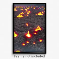 Pixel Art Poster - Metallic Lava Fields (8 Bit Psychedelic Video Game Print)