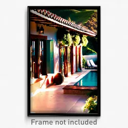 Pixel Art Poster - Lovely Villa (8 Bit Psychedelic Trippy Video Game Print)