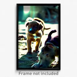 Pixel Art Poster - Rundown Puppy (8 Bit Psychedelic Trippy Video Game Print)