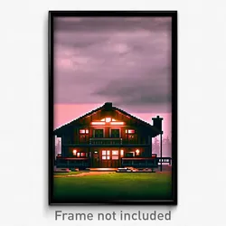 Pixel Art Poster - Gloomy Lodge (8 Bit Psychedelic Trippy Video Game Print)