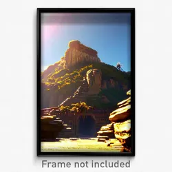 Pixel Art Poster - Ancient Bluff (8 Bit Psychedelic Trippy Video Game Print)