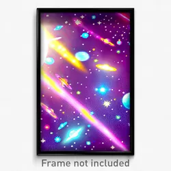 Pixel Art Poster - Whimsical Galaxy Battle (8 Bit Psychedelic Video Game Print)