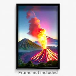 Pixel Art Poster - Glamorous Volcano (8 Bit Psychedelic Trippy Video Game Print)