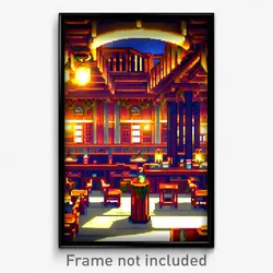 Pixel Art Poster - Amazing Tavern (8 Bit Psychedelic Trippy Video Game Print)
