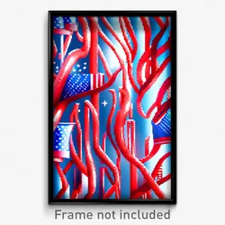 Pixel Art Poster - Glossy Fourth Of July (8 Bit Psychedelic Video Game Print)