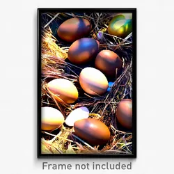 Pixel Art Poster - Brown Easter Eggs (8 Bit Psychedelic Trippy Video Game Print)