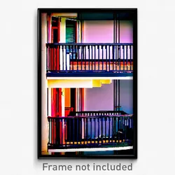 Pixel Art Poster - Bold Balcony (8 Bit Psychedelic Trippy Video Game Print)