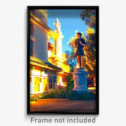 Pixel Art Poster - Quaint Statue (8 Bit Psychedelic Trippy Video Game Print)